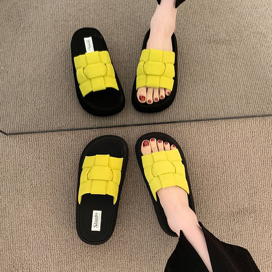 Damen bequeme Platform-Pantoletten mit gekreuzten Riemen EB