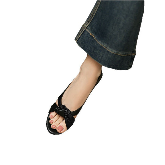 Damen elegante Knöchelriemen-Sandalen mit Schleifenverzierung EB