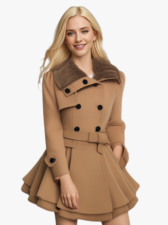 Damen modischer Trenchcoat mit weichem Kragen und schwingendem Schnitt EB