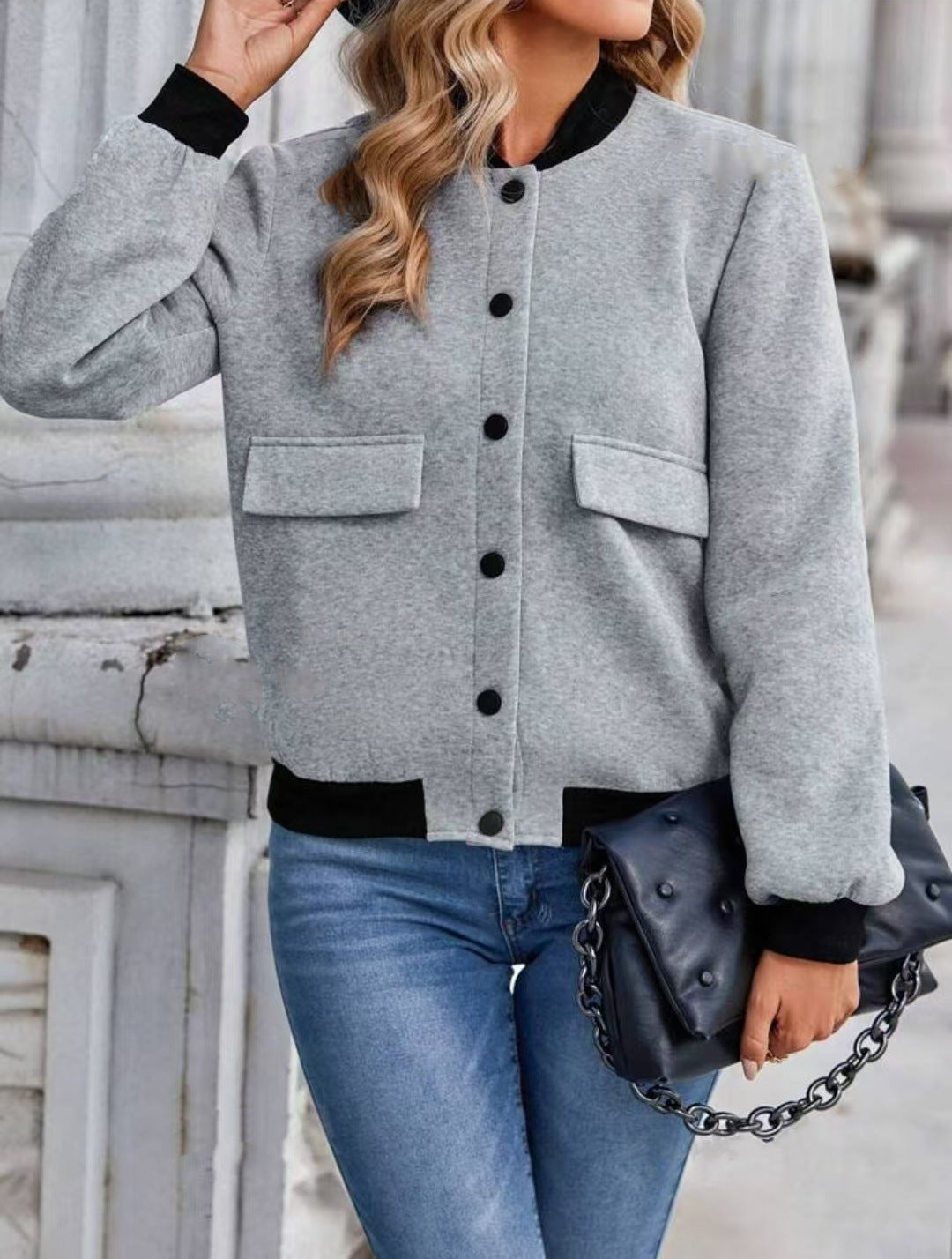 EB | Damen Freizeit-Bomberjacke mit Farbblockierung