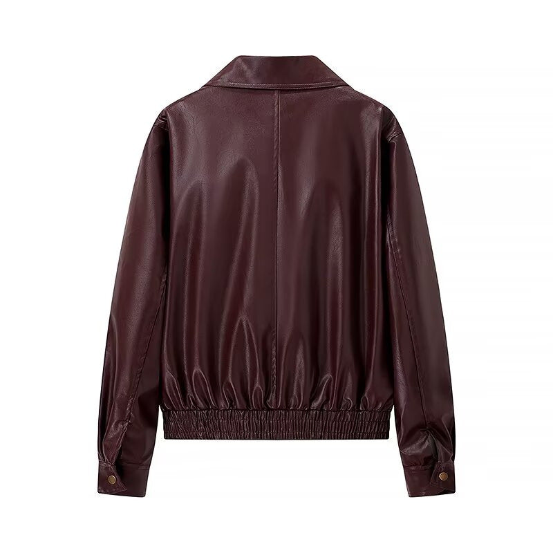 Damen Kunstleder-Shortjacke mit stylischem Reißverschluss EB