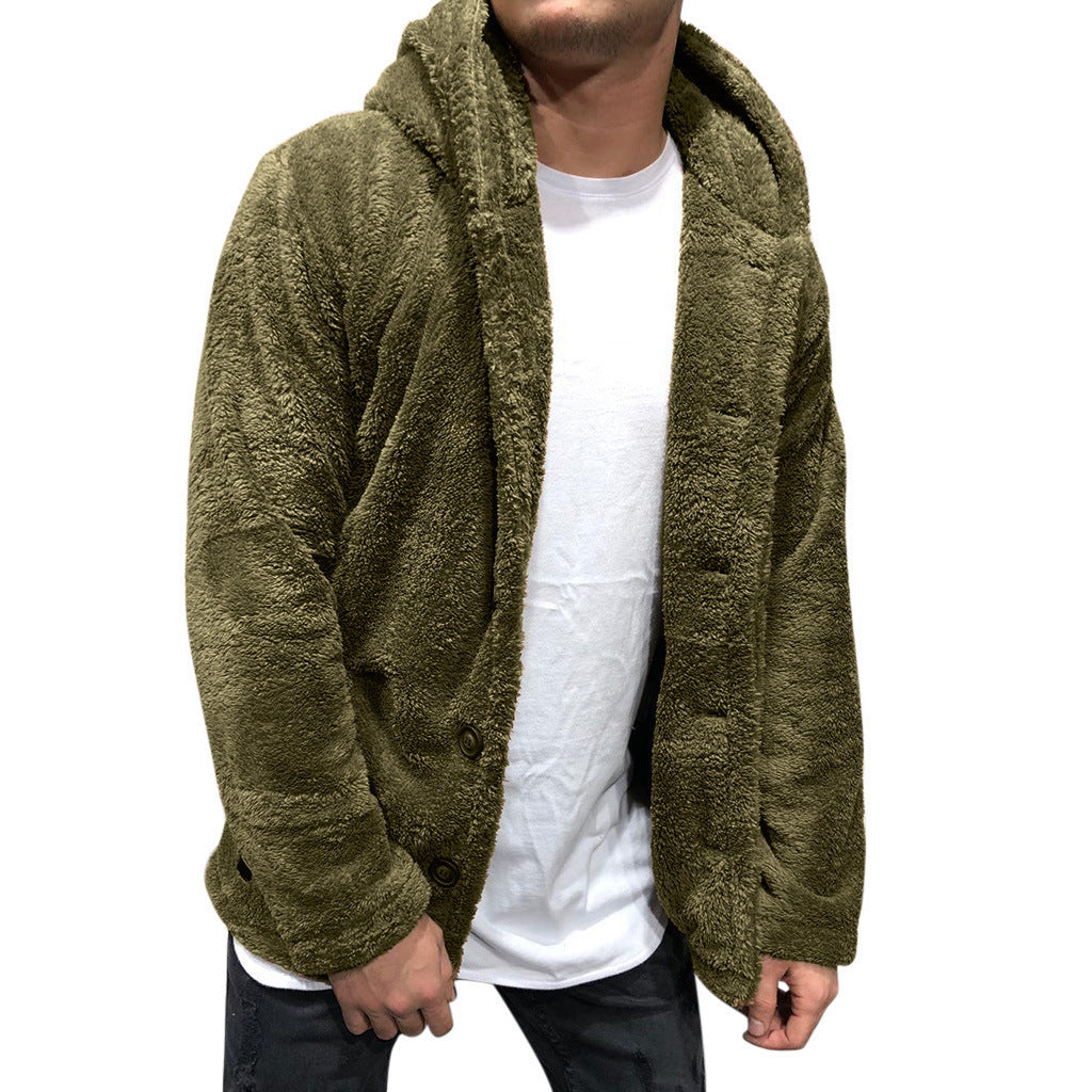 Herren Kuschelige Teddyjacke mit breitem Revers und praktischen Taschen EB