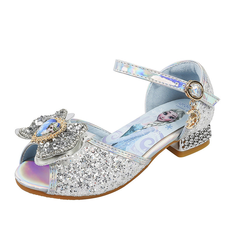 Mädchen Glitzernde Prinzessinnen Ballerinas mit dekorativem Blumenmotiv EB