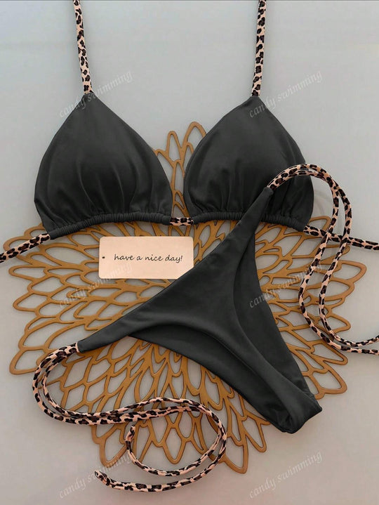 Damen Triangel-Bikini mit einzigartigen Trägern EB