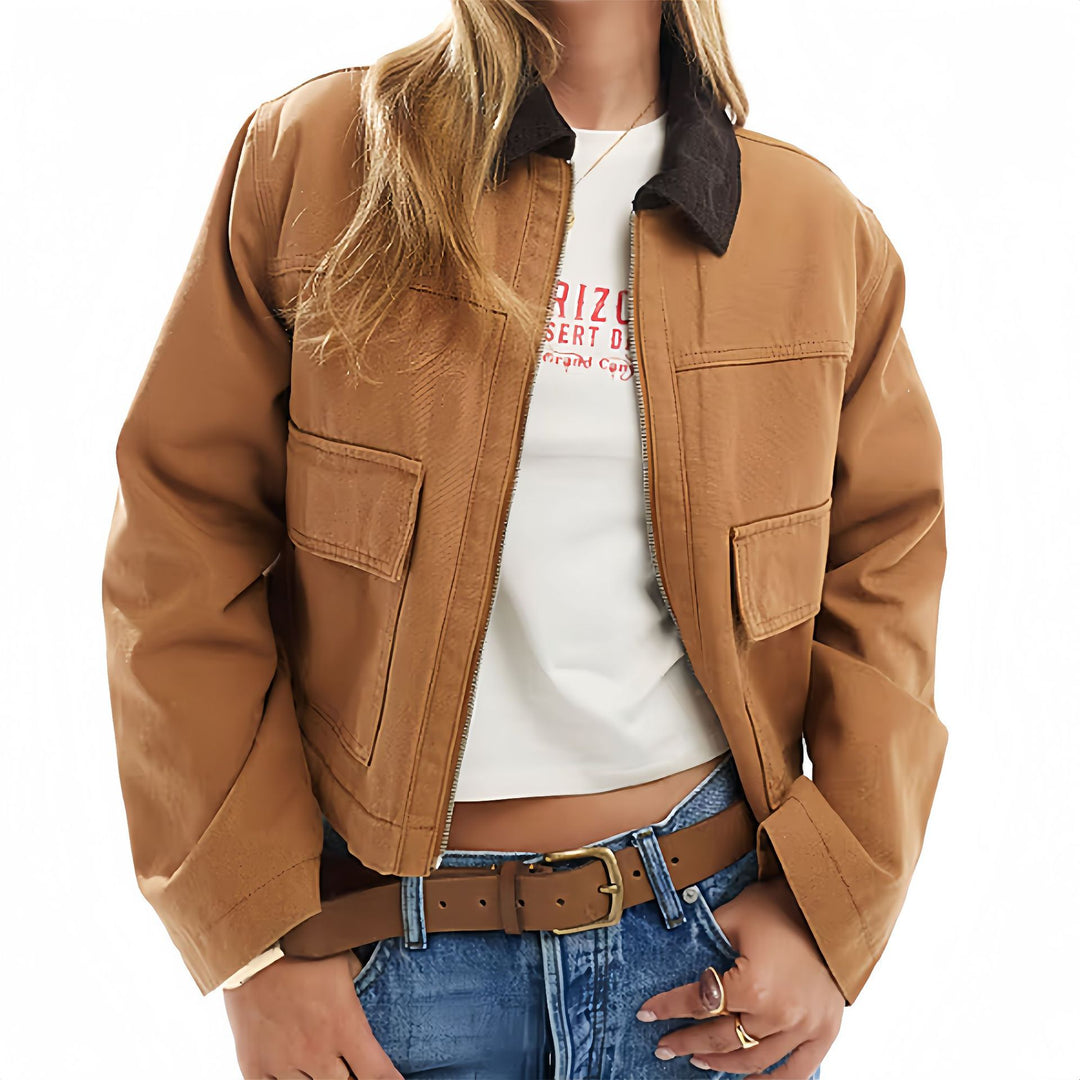 Damen modische Kurzjacke im Utility-Stil EB