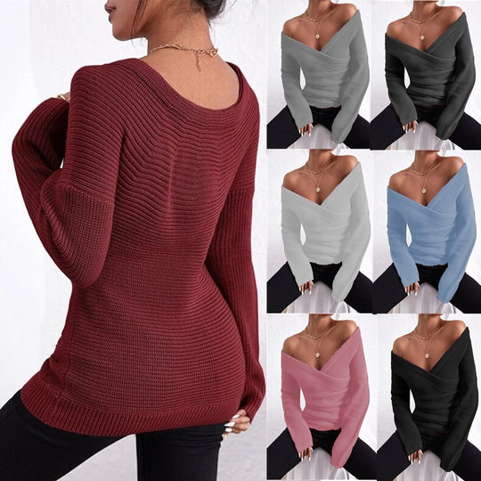 Damen lässiger Wickelpullover EB
