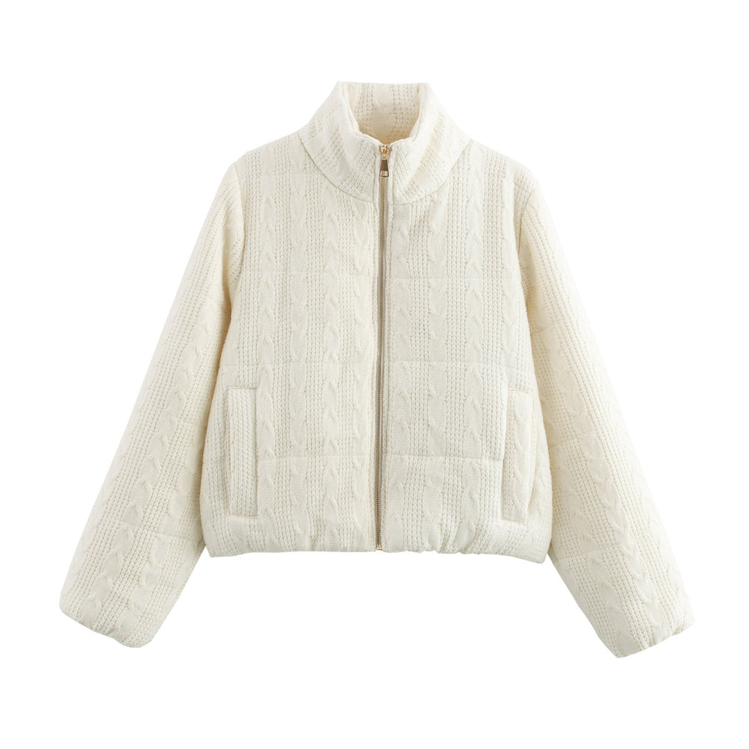 Damen warme Kapuzenjacke aus Strukturstrick EB