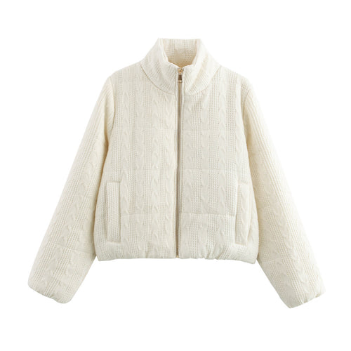 Damen warme Kapuzenjacke aus Strukturstrick EB