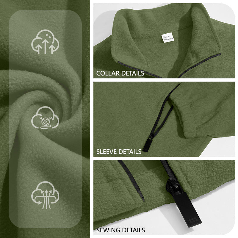 Herren Leichte Outdoor-Fleecejacke mit Stehkragen und Reißverschlusstaschen EB