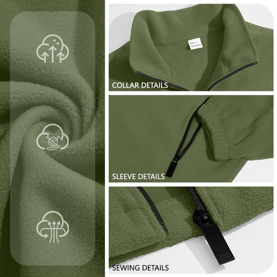 Herren Leichte Outdoor-Fleecejacke mit Stehkragen und Reißverschlusstaschen EB