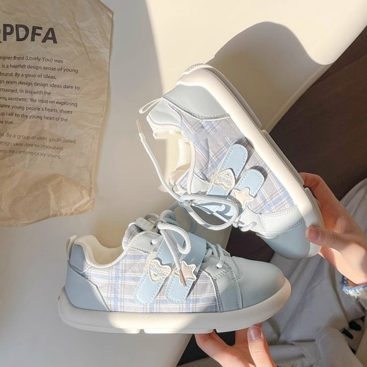 Damen Sneakers mit Karo-Muster und komfortablem Klettverschluss EB