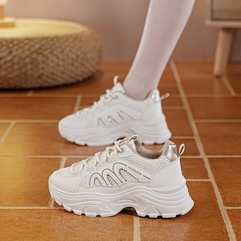 Damen Sportliche Chunky Sneakers mit atmungsaktiver Oberflächenstruktur EB