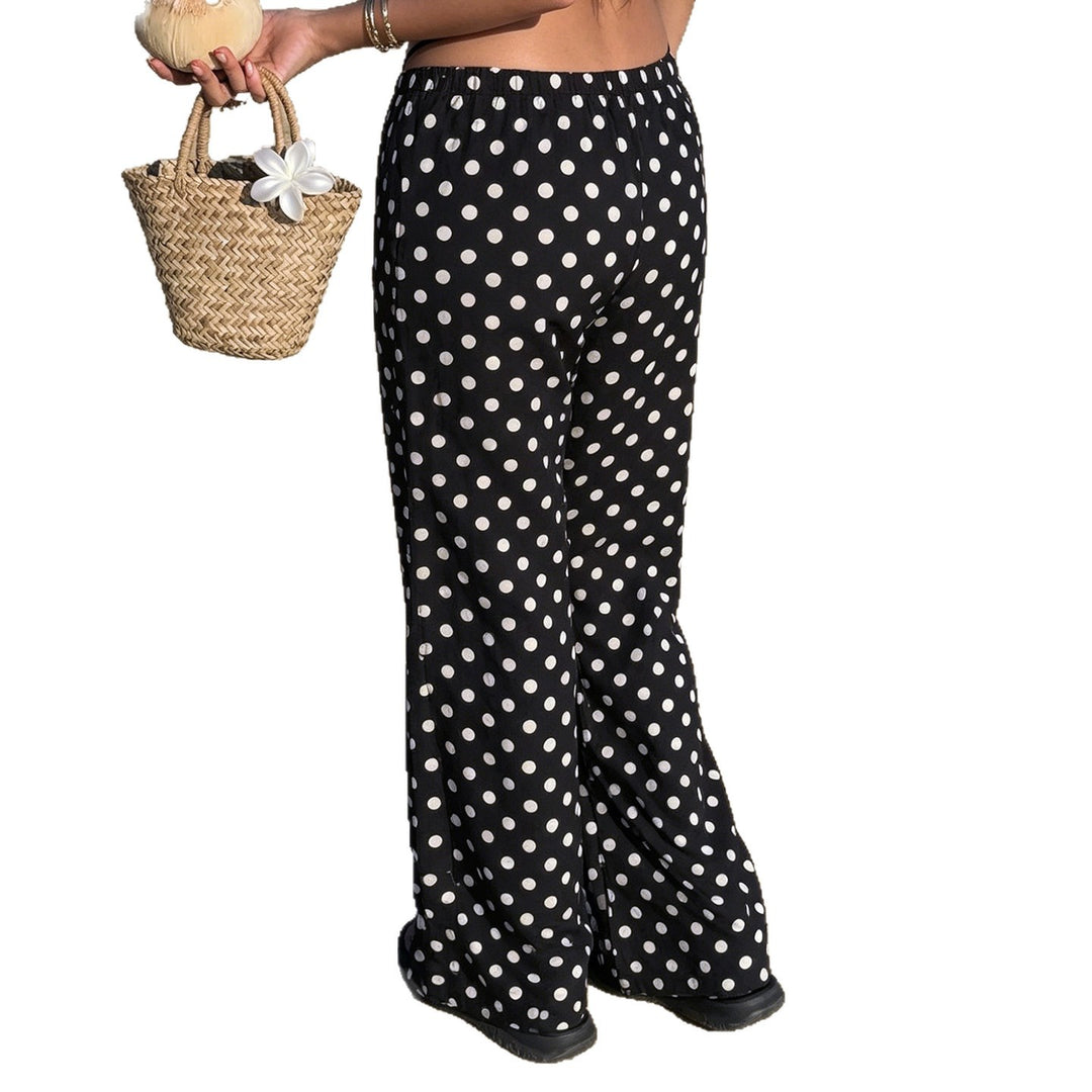 Damen nan weite Palazzo-Hose mit elastischem Bund und Punkte-Muster EB