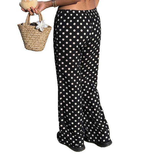 Damen nan weite Palazzo-Hose mit elastischem Bund und Punkte-Muster EB