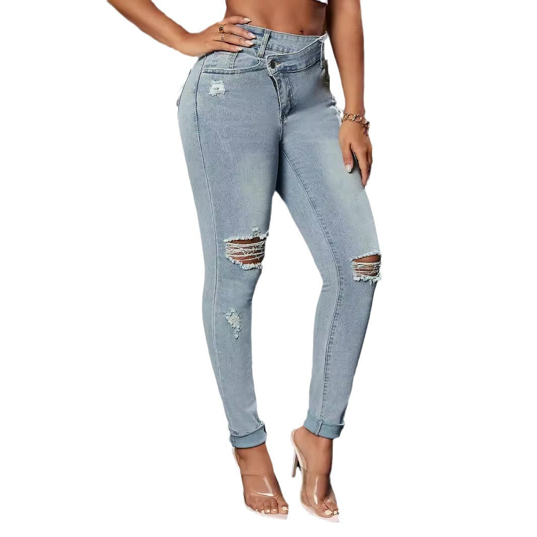 Damen Skinny Jeans mit modischen Distressed-Effekten und figurschmeichelndem Schnitt EB