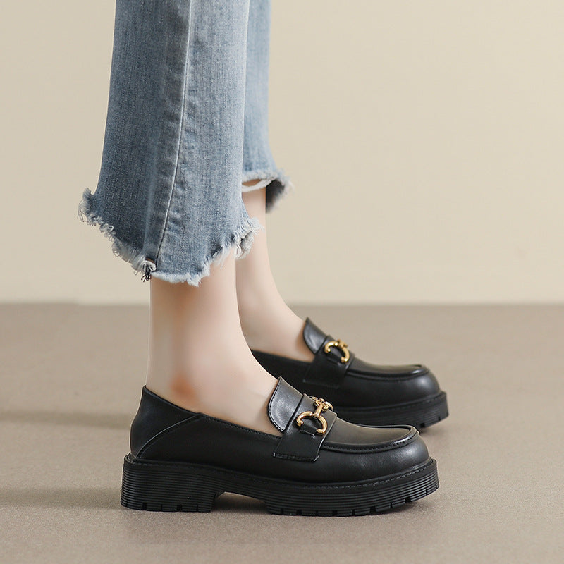 Damen Mokassin-Schuhe mit modischer Schnallenverzierung und robuster Sohle EB