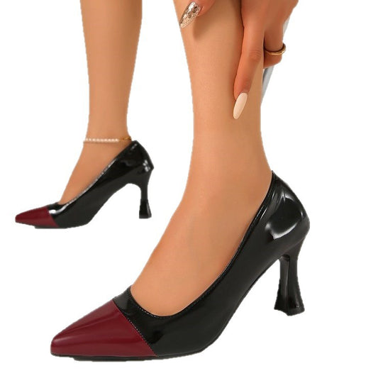 Damen Elegante Hochglanz-Pumps mit kontrastierendem Zehenbereich EB