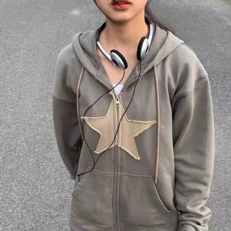Damen lässiger Kapuzenpullover aus weichem Material mit stilvollem Sternenmotiv EB