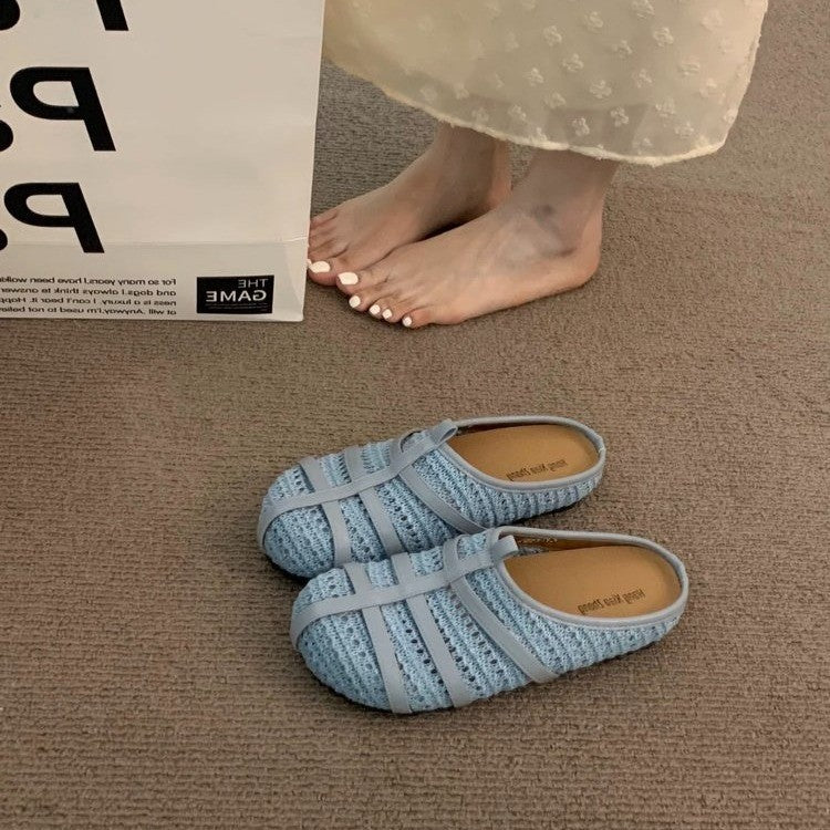 Damen komfortable Hüttenschuhe mit atmungsaktiver Strickstruktur EB