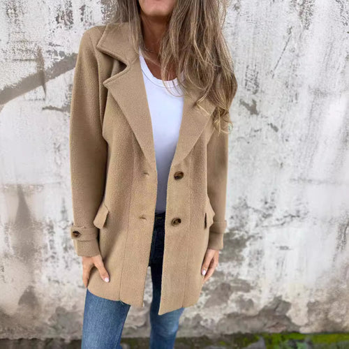 Damen Modischer Oversized-Mantel mit modernen Knopfdetails EB