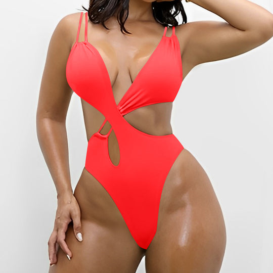 Damen Einteiliger Badeanzug mit modernem Cut-Out Design EB
