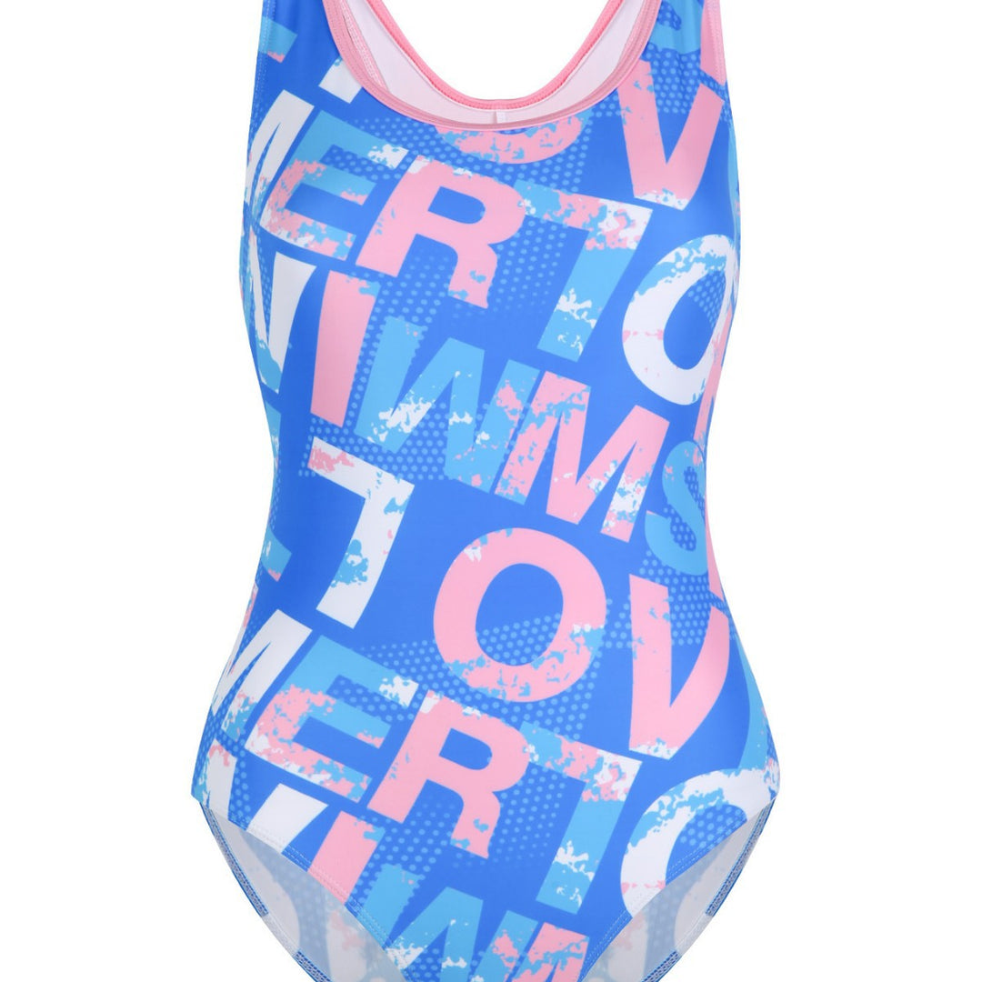 Damen Einteiliger Sportbadeanzug mit grafischem Print EB