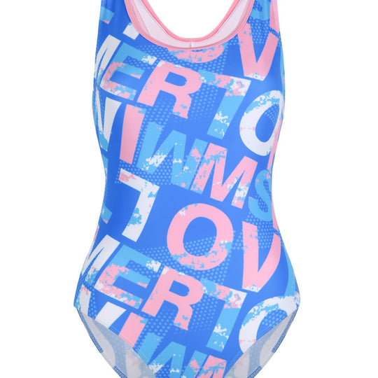 Damen Einteiliger Sportbadeanzug mit grafischem Print EB