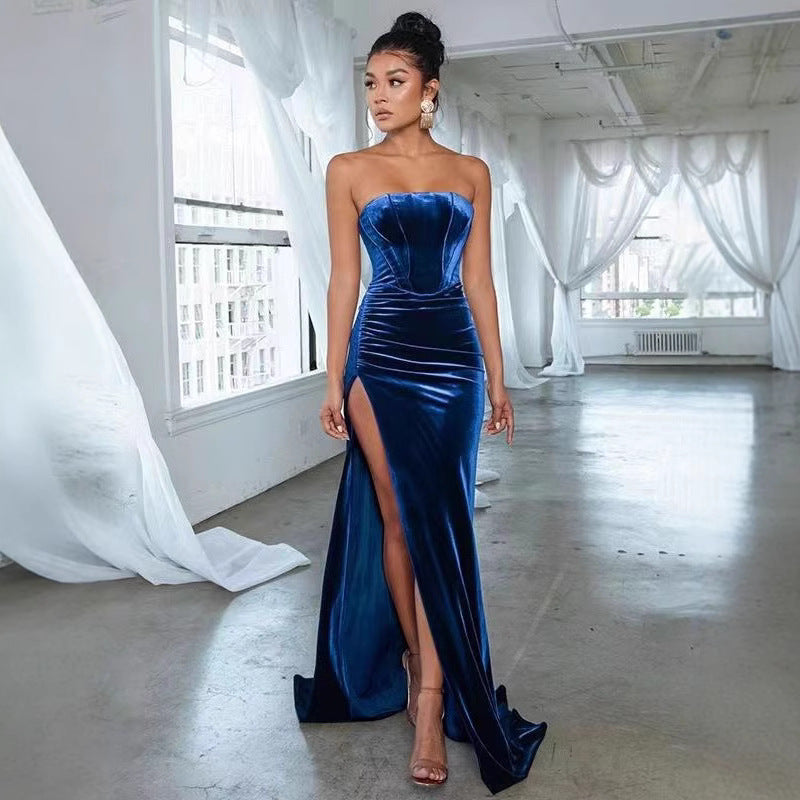 Damen elegantes Abendkleid mit taillierter Silhouette und hohem Beinschlitz EB