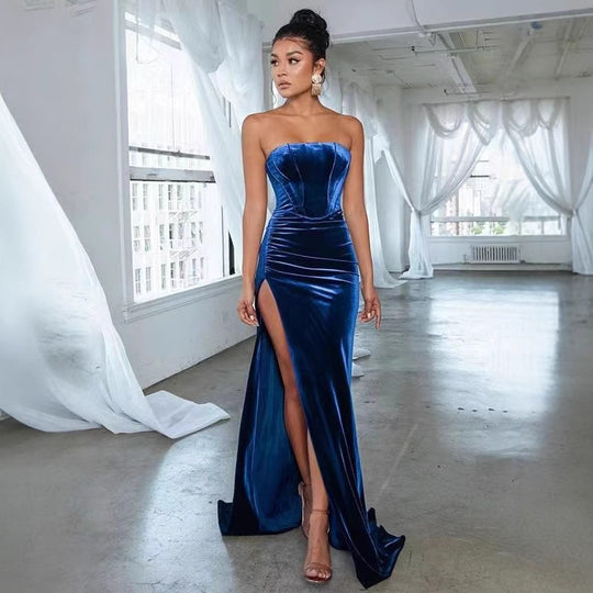 Damen elegantes Abendkleid mit taillierter Silhouette und hohem Beinschlitz EB
