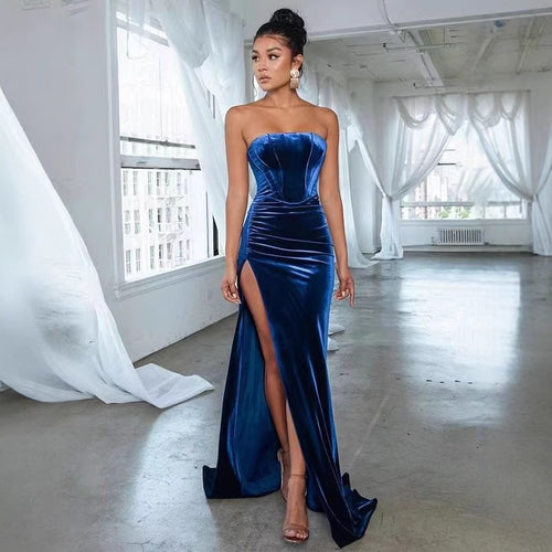 Damen elegantes Abendkleid mit taillierter Silhouette und hohem Beinschlitz EB