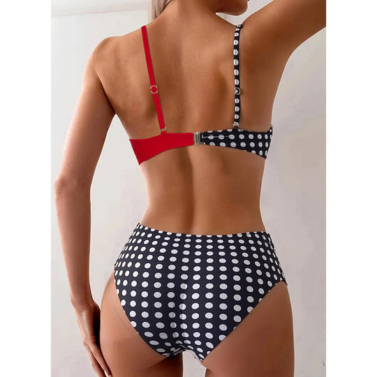 Damen Bikini Set mit verstellbaren Trägern und trendigem Pünktchenmuster EB