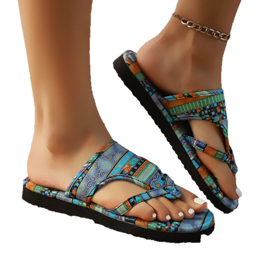 Damen Zehentrenner-Sandalen mit bequemer Fußbettung und modischem Camouflage-Design EB