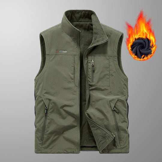 Herren gefütterte Thermo-Weste mit Fleece-Innenfutter, winddichter Außenlage und multiplen Reißverschlusstaschen EB