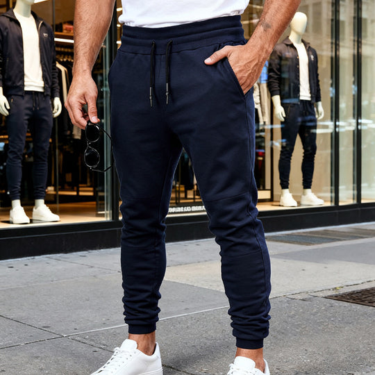 Herren nan tapered Jogginghose mit Kniepasse, elastischem Tunnelzugbund und Reißverschlusstaschen EB