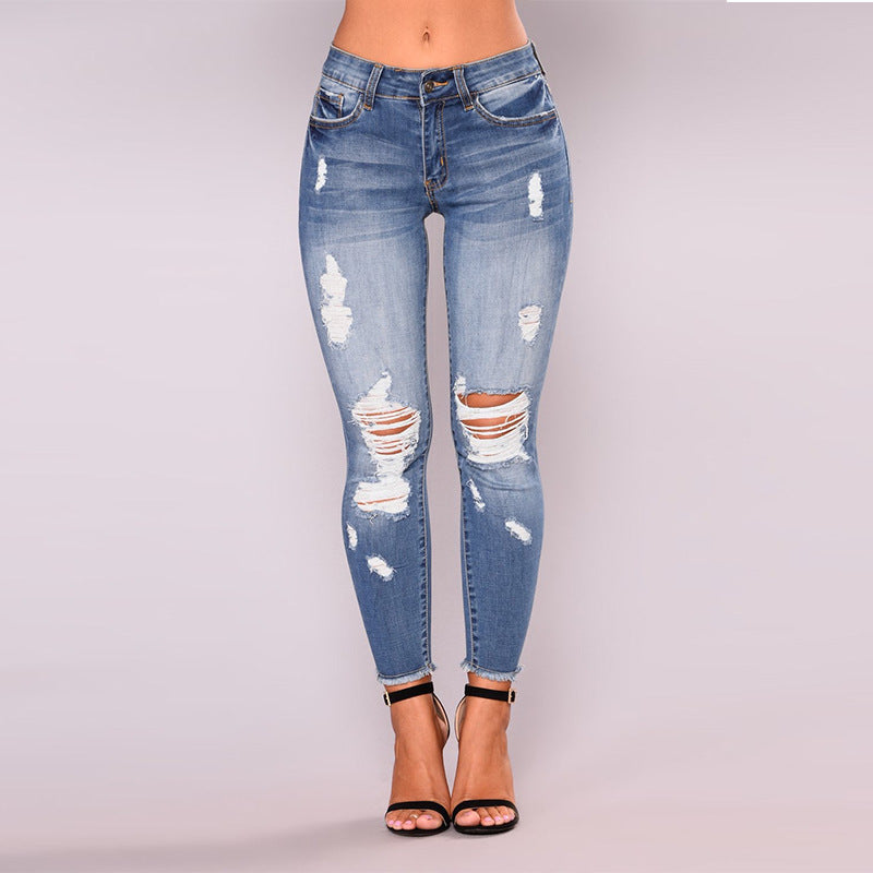 Damen Skinny Jeans mit angesagtem Destroyed-Look EB
