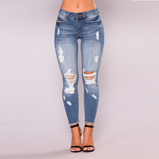 Damen Skinny Jeans mit angesagtem Destroyed-Look EB