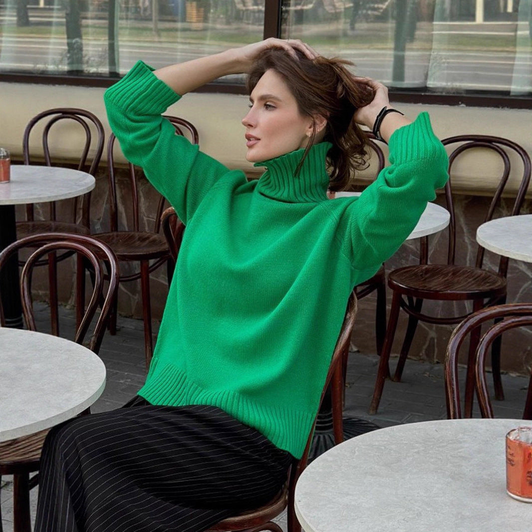 Damen Feinstrickpullover mit hohem Kragen EB