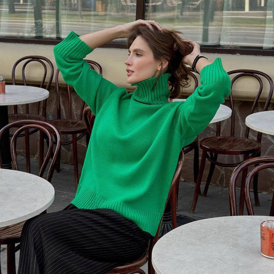 Damen Feinstrickpullover mit hohem Kragen EB