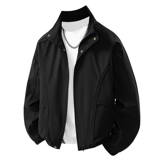 Herren leichter Übergangsblouson mit ergonomischen Schnittlinien, Stehkragen und verdecktem Reißverschluss EB