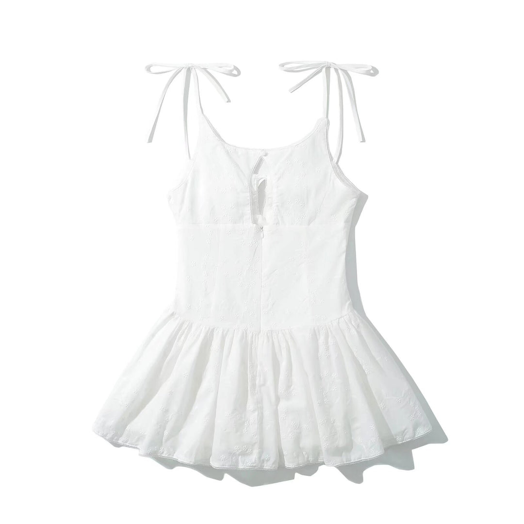Damen luftiges Sommerkleid mit verstellbaren Spaghettiträgern und Rüschensaum EB