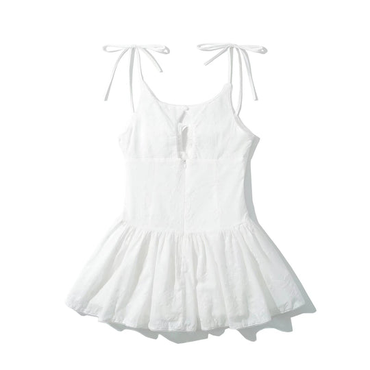 Damen luftiges Sommerkleid mit verstellbaren Spaghettiträgern und Rüschensaum EB