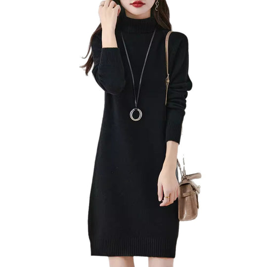 Damen Strickkleid mit hohem Kragen und schmalem Schnitt EB