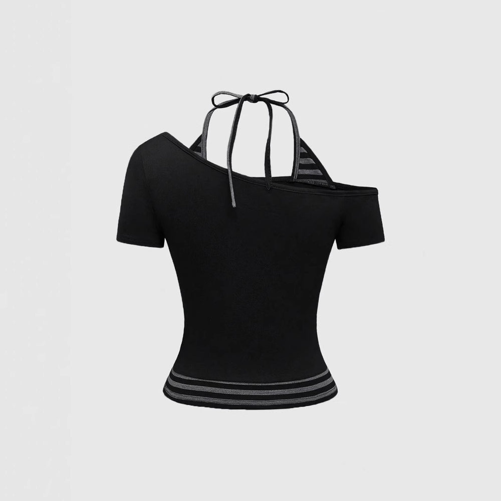 Damen Off-Shoulder Top mit grafischem Design EB