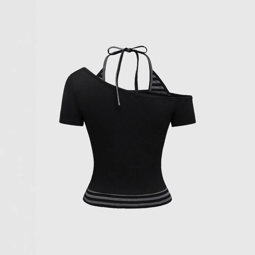 Damen Off-Shoulder Top mit grafischem Design EB