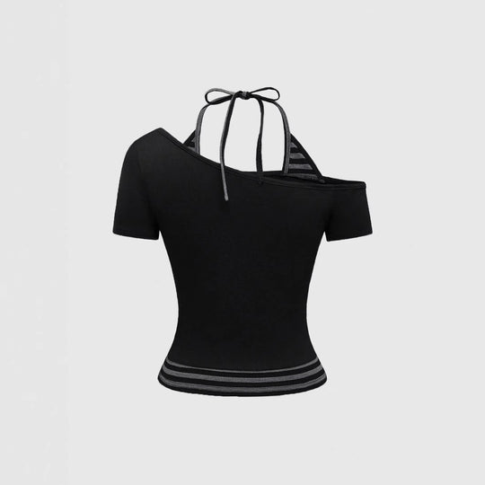 Damen Off-Shoulder Top mit grafischem Design EB
