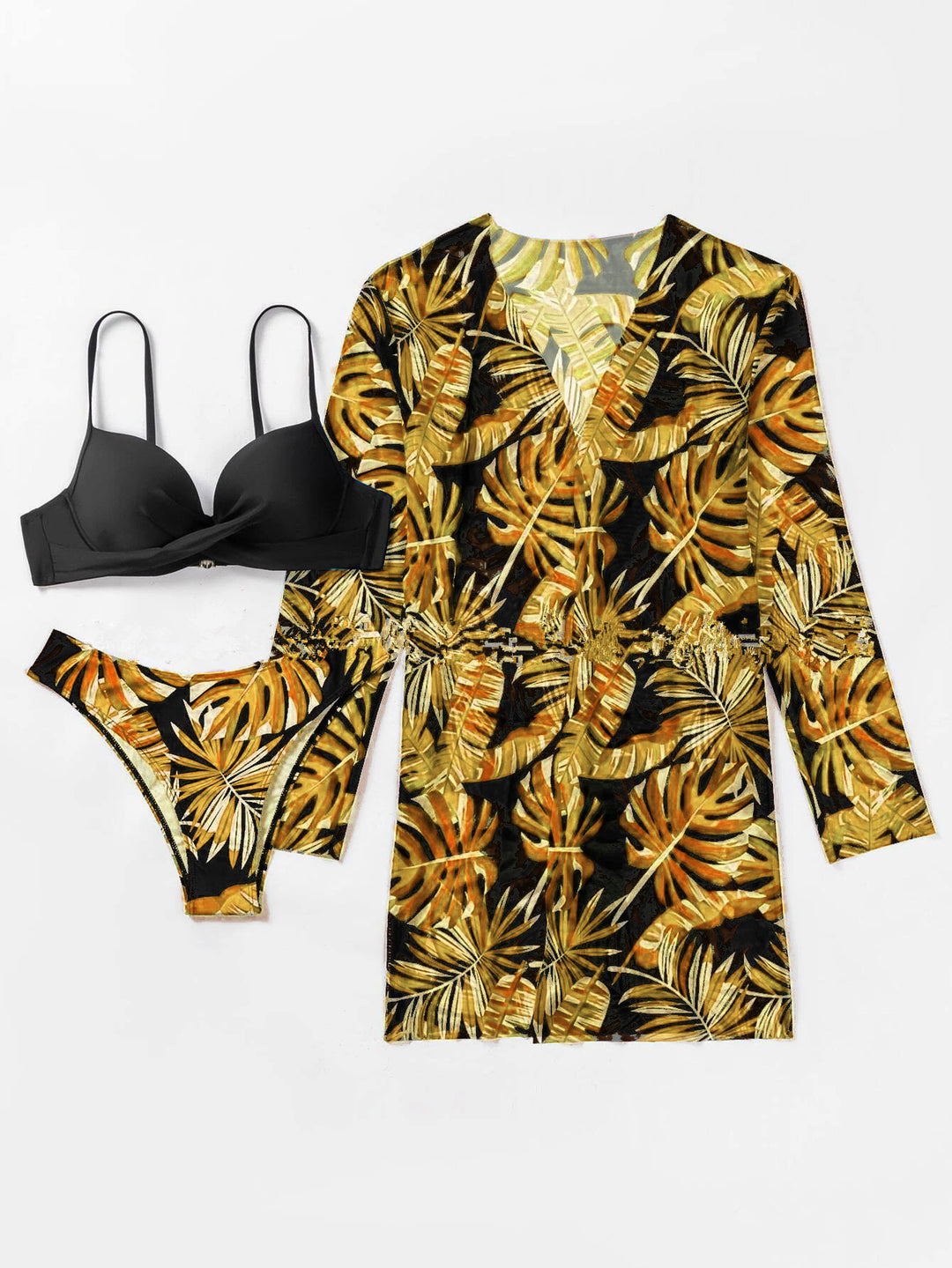 Damen Bikini-Set mit floralen Mustern und elegantem Cover-Up EB