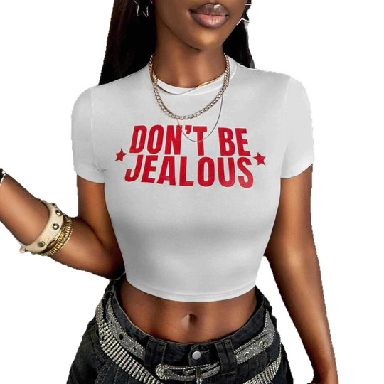 Damen Crop-T-Shirt mit modernem Statement-Print und figurbetontem Schnitt EB