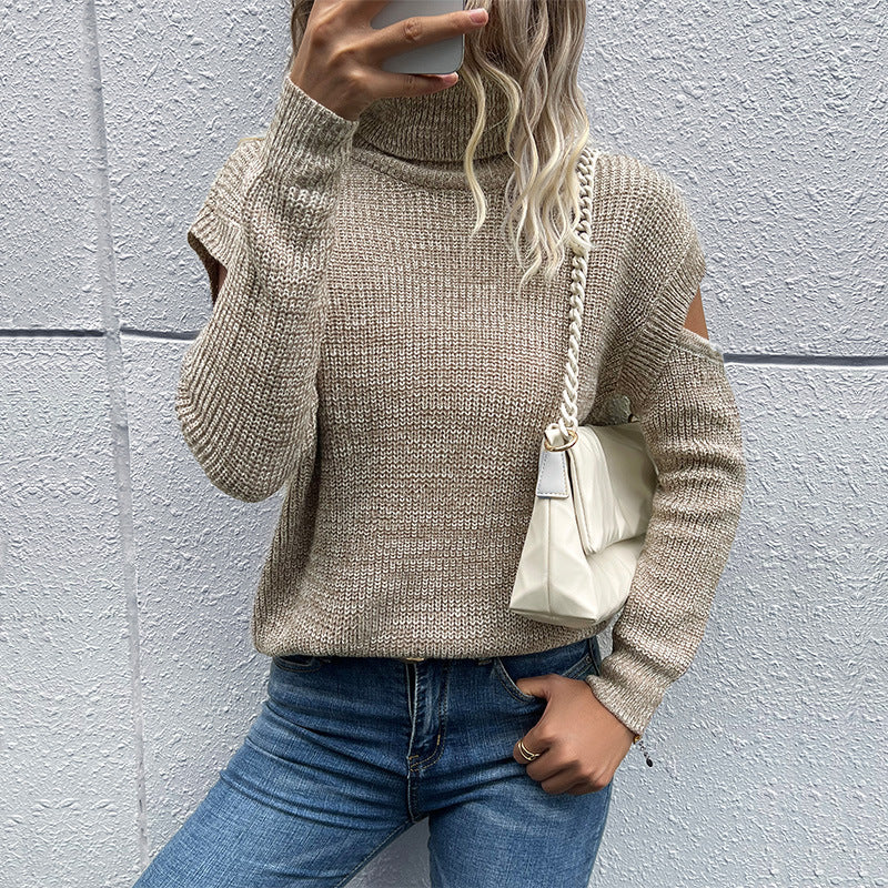 Damen Strickpullover mit schulterfreiem Design EB