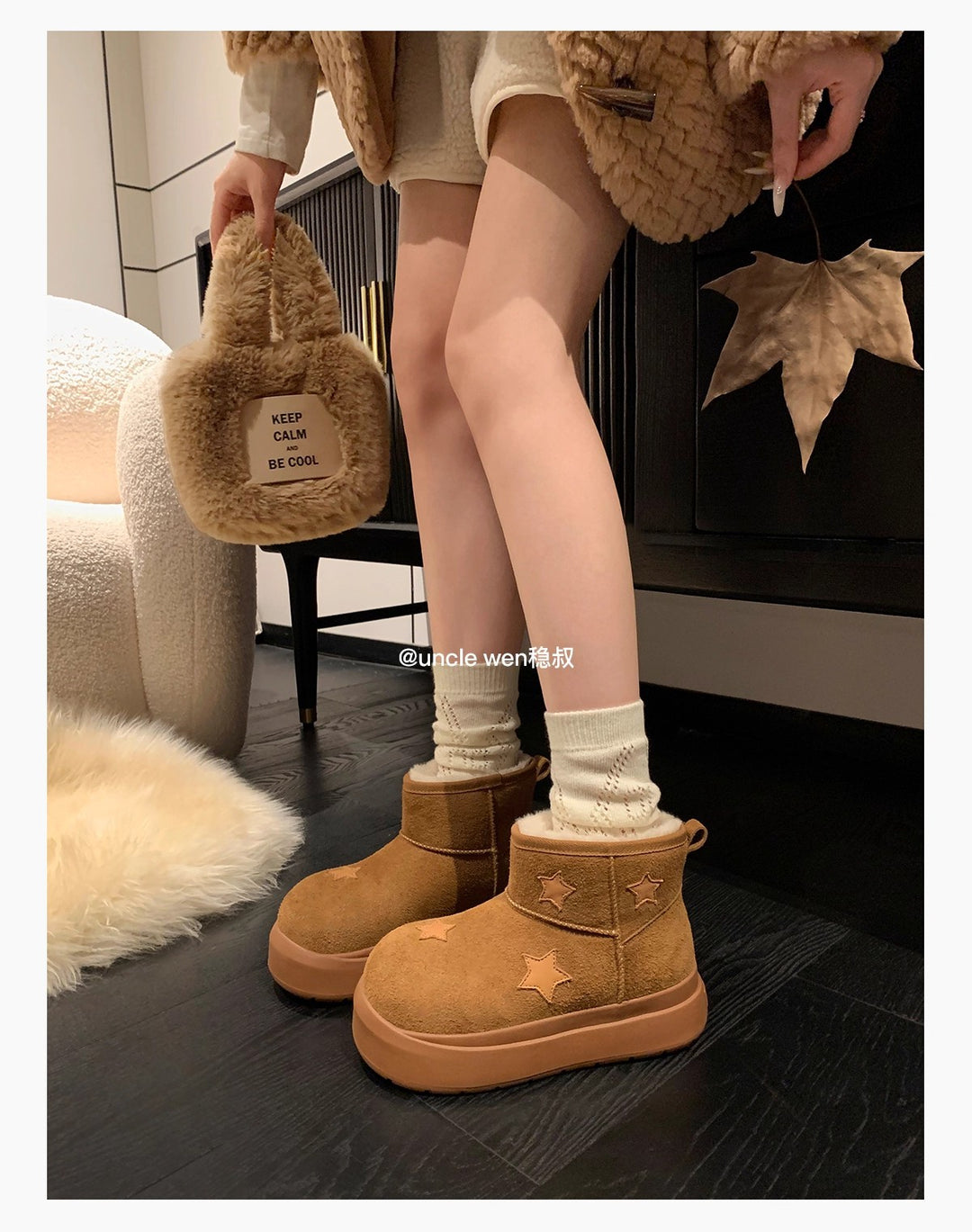 Damen trendige Winterstiefel mit komfortabler Sohle und dekorativen Sternen EB