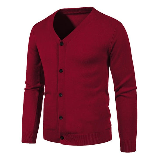 Herren stilvolle Strickjacke mit tiefem V-Ausschnitt und Knopfleiste EB